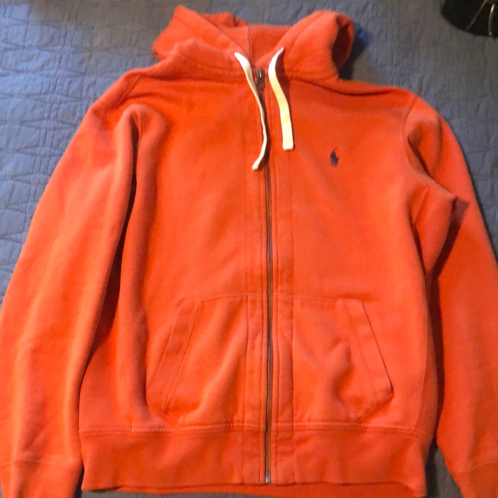 Large orange polo hoodie